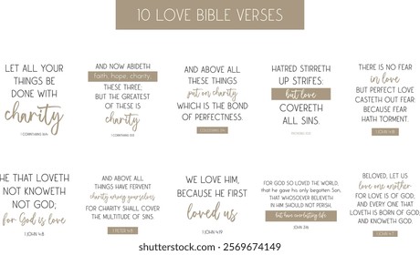 Love Bible Verse Bundle, Love poster set, Love Home decor, Christian quotes vector illustration