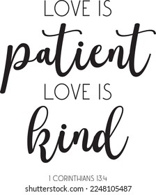 Love Bible Verse, Love is patient, Love is kind, Loves quote, Valentines banner, vector illustration