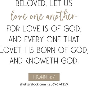 Love Bible Verse, Love poster, Love Home decor, Christian biblical quote, vector illustration