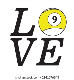 Love Billiard Illustration Digital Vector