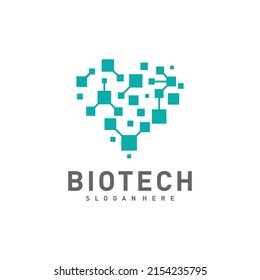 Love Bio tech logo template, Molecule, DNA, Atom, Medical or Science Logo Design Vector