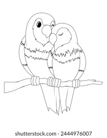 Love Bird Coloring Page For Kids