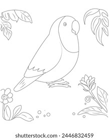 love bird coloring page for kids and adult vectore art line art