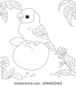 love bird coloring page for kids and adult vectore art line art