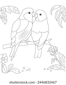 amor pájaro para colorear página para niños y adultos vectore art line art