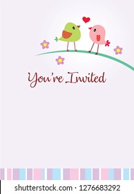 love bird couple wedding invitation card vector