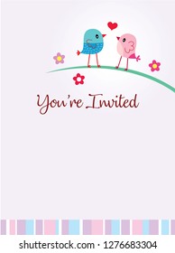 love bird couple wedding invitation card vector