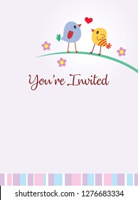 love bird couple wedding invitation card vector