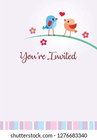 love bird couple wedding invitation card vector