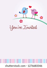 love bird couple wedding invitation card vector