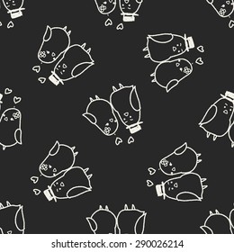 love bird doodle seamless pattern background