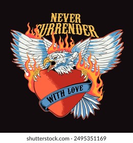 Love Bird With Fire Vintage Design