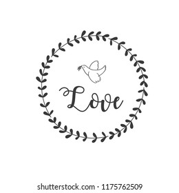 Love Bird Grass Circle Frame Background Vector Image
