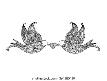 Love bird. Hand drawing illustration.
