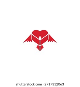 Liebesvogel in Herzform Logo-Design.