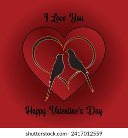 Love bird heart special valentine's day illustration.