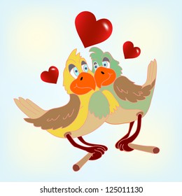 Love bird with hearts