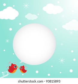 Love bird with hearts
