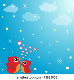Love bird with hearts