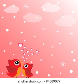 Love bird with hearts