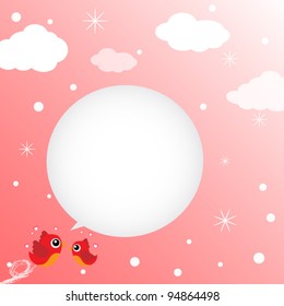 Love bird with hearts