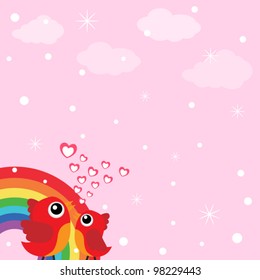 Love bird with hearts