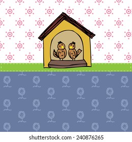 love bird in house vector background