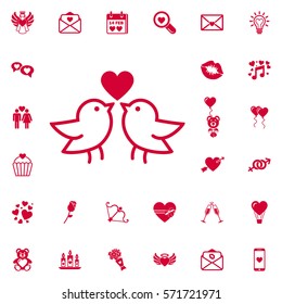 Love Bird Icon. Set Of Valentines Icons