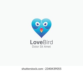Love bird logo. Blue love bird logo