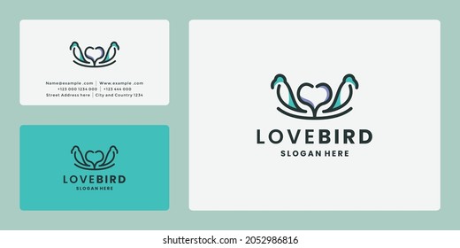 love bird logo design line art, bird care logo vector