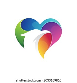 logotipo de ave de amor con color degradado