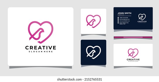 Love Bird Logo Template With Business Card Design Inspiration