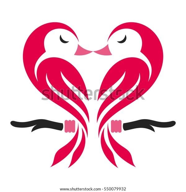 Love Bird Logo Two Bird Heart Stock Vector Royalty Free 550079932