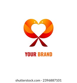 Love Bird Logo. Vector Gradient Color