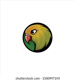 Love Bird Mascot Logo Emblem Logo - Animals Mascot E-sports Logo Vector Illustration Design Concept.