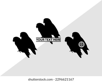 Monograma de amor de pájaro, silueta de amor de pájaro