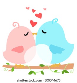 love bird on branch white background vector illustration
