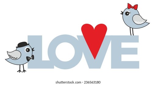 Love bird on a white  background
