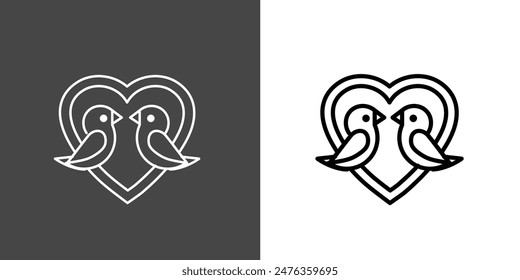 Love Bird Outline Icon Vector Illustration