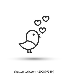 Love bird singing icon vector element for trendy design. Simple pictogram for mobile concept and web apps. Vector line valentine's bird animal icon isolated