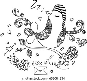Love bird sleeping