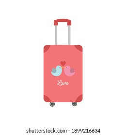 Amar la maleta de pájaro San Valentín icono vector