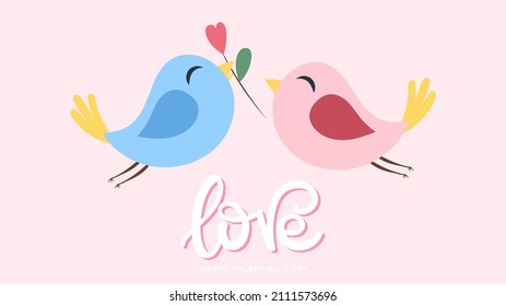 Love bird is sweet in love on pink background, minimal background in Valentine's Day  ,illustration Vector EPS 10
