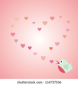 Love bird - Valentine's day, light pink, heart, vector