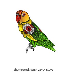 Love bird vector illustration in cool robot style. love bird icon