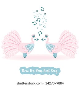 Love bird  vector set. Singing bird vector light palette. Cartoon vector