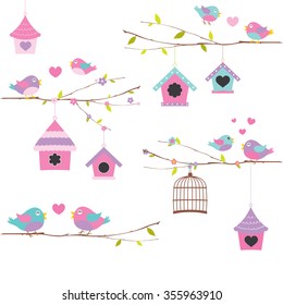 Love bird,bird vector set,bird vector collection