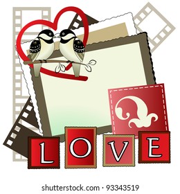 love birds with blank photos for your input