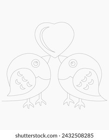 love birds coloring page for kids