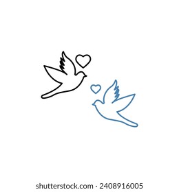 love birds concept line icon. Simple element illustration. love birds concept outline symbol design.